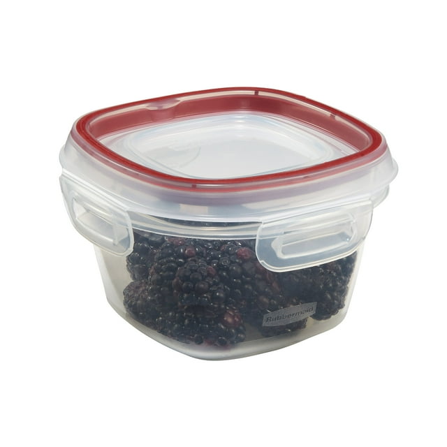 Recipiente Rubbermaid Lock-Its para almacenamiento de alimentos, 2 tazas, color rojo