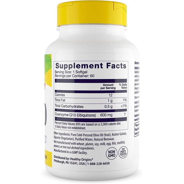 Healthy Origins CoQ10 600 mg, Kaneka Q10, Non-GMO, Gluten Free