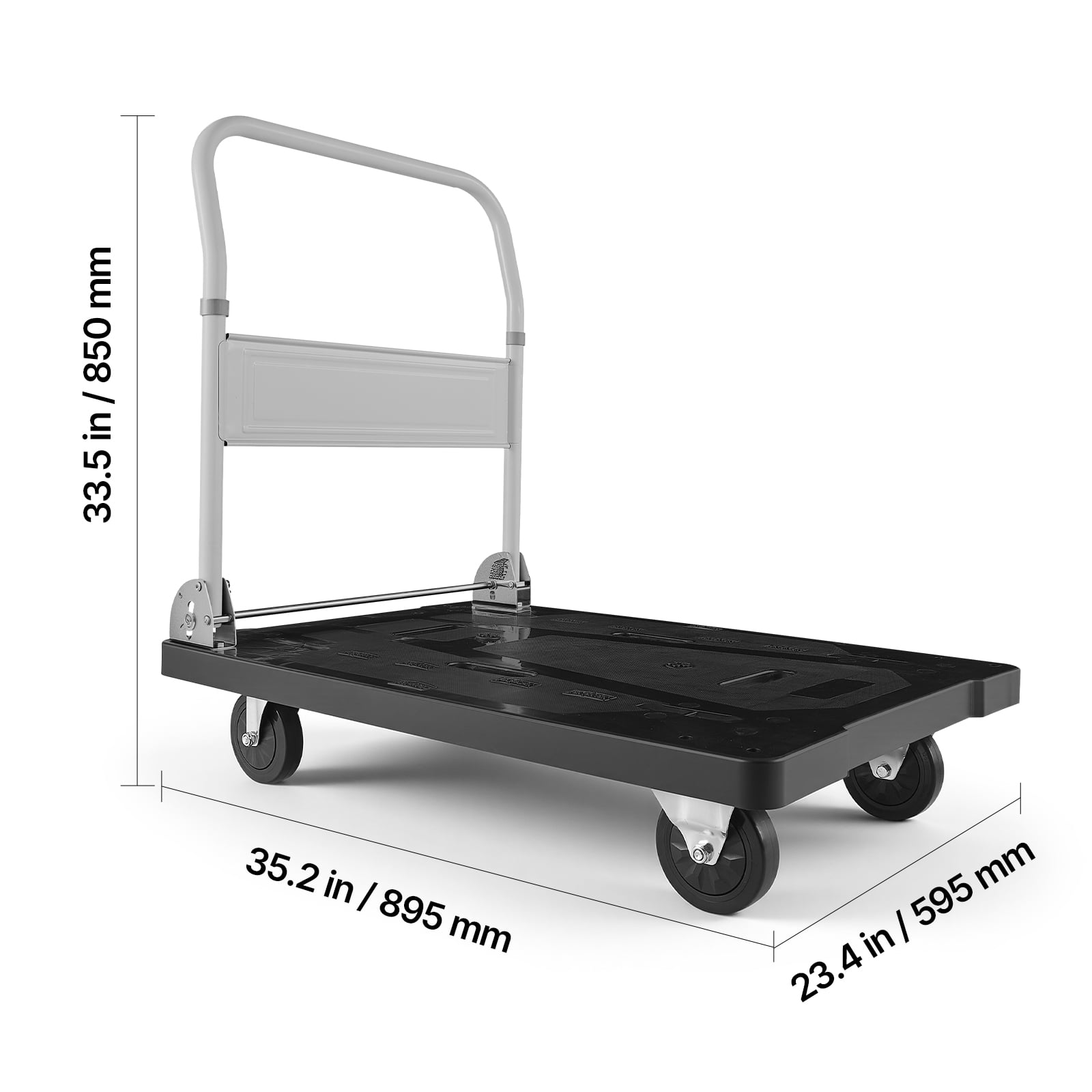 KFFKFF Foldable Push Cart Dolly, 660 lbs Load Capacity, Folding Platform Truck with Rotating Wheels, Flatbed Hand Truck for Transport, Compact Push Handle for Convenient Storage,35.2 x 23.4 x 33.5 in