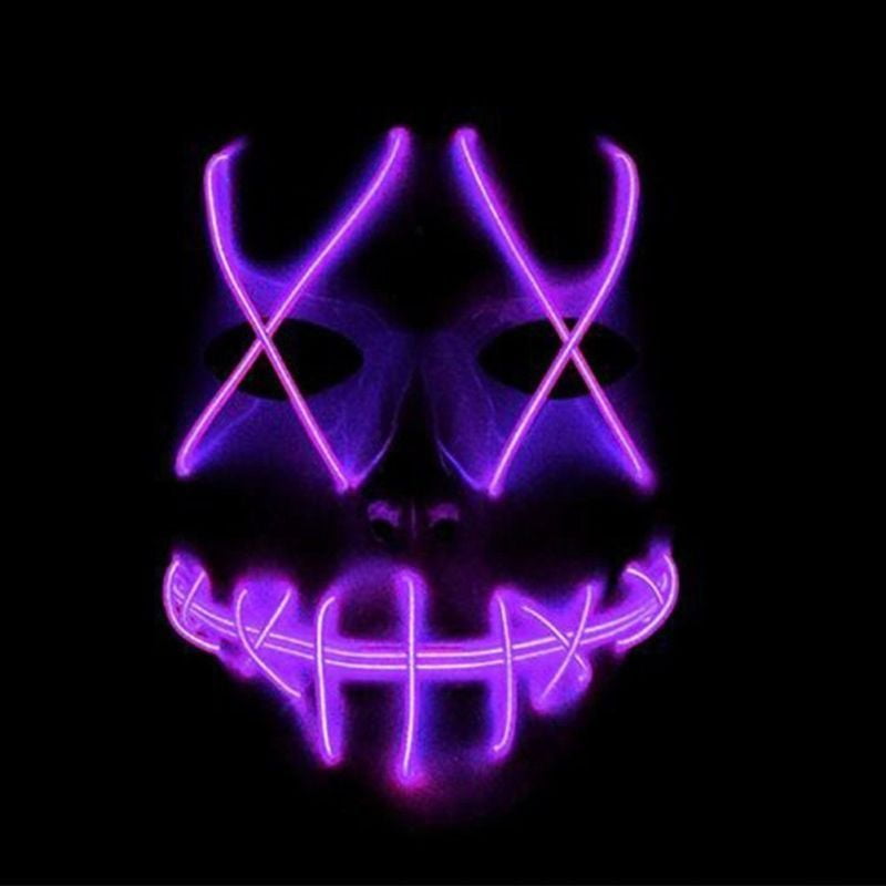 Halloween Mask 3-Modes LED Light Up /"Stitches/" Skull Mask The Purge Movie Blue