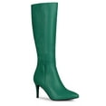 thumbnail image 1 of Unique Bargains Bottes Hauteur Genou à Talon Aiguille à Bout Pointu pour Femme Vert US 9, 1 of 8