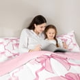 thumbnail image 5 of Manfei Pink Ribbon Bowknot 7pcs Bedding Comforter Set For Kids,Letter N Monogram Queen Bedding Sets For Girls,Pink Reversible, 5 of 7
