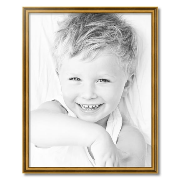 ArtToFrames 24x30" Gold Step Picture Frame, Gold Wood Poster Frame, with Regular Acrylic and Foam Backing 3/16 inch (FBPL-4548)
