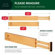 Royal Craft Wood Expandable Bamboo Drawer Dividers – 4-Pack Adjustable Drawer Organizer Separators for Kitchen, Bedroom, Bathroom, Cabinet, Office & Dresser Storage (17–22, Natural)