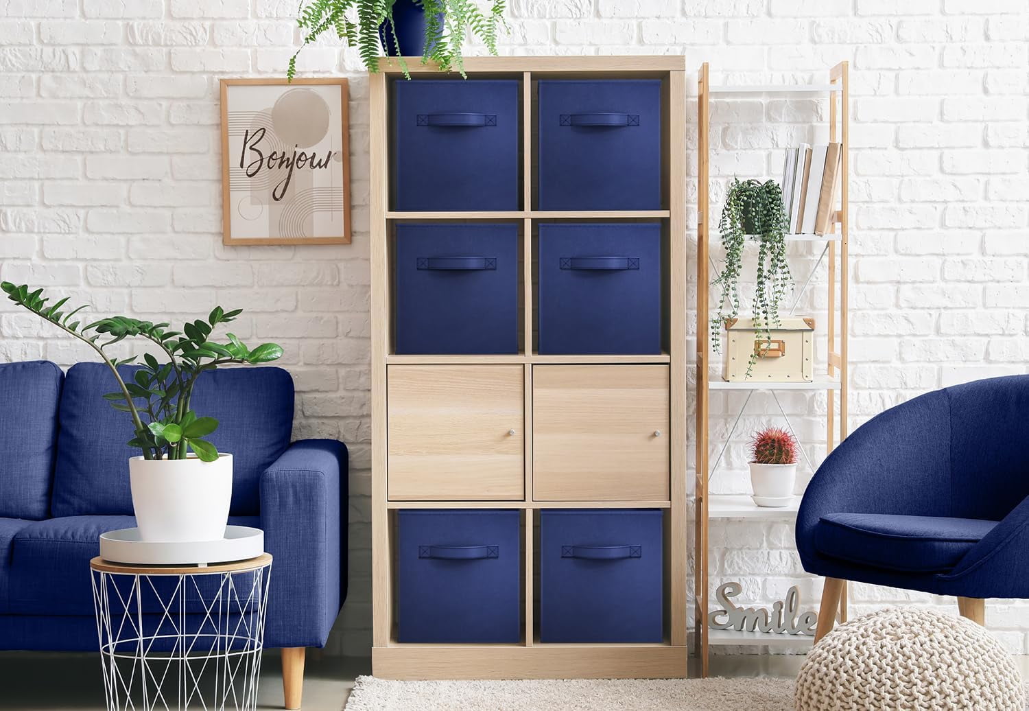 Sorbus 11" Foldable Fabric Storage Cube Bin, Navy Blue