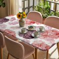thumbnail image 3 of Red Ombre Spring Floral Table Cloths for 3 Foot Rectangle Tables, Summer Botanical Flowers Patio Waterproof Elastic Fitted Tablecloths, Washable Rectangular Table Cover for Camping, 3 of 8