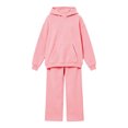 thumbnail image 6 of Kids Solid Fleece Hoodie 2 Piece Outfit Long Sleeve Hooded Top & Wide Leg Pants Set Warm Casual Tracksuit for 5-14 Years Old Boys Girls Outdoor Daily Wear Pink, 6 of 6