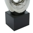 thumbnail image 6 of 10" x 22" Silver Ceramic Swirl Abstract Sculpture with Black Base, by DecMode, 6 of 10