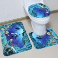 thumbnail image 1 of Abraza el encanto del océano, juego de cortinas de ducha con diseño de mundo submarino, alfombras antideslizantes, alfombrilla de baño, tapa de inodoro, delfín para niños, tela de poliéster, juego de, 1 of 7