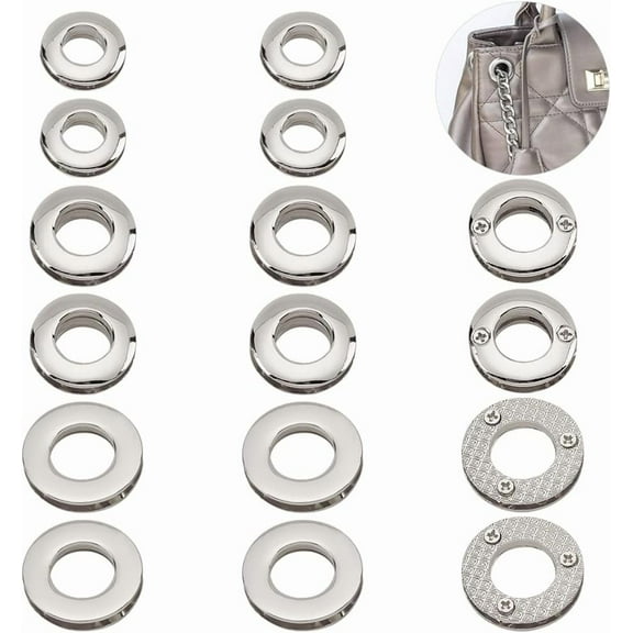 18pcs Alloy Eyelets Grommets Metal Screw-in Together Eyelets 10.5/13.8/16mm Round Grommet Snap Hole O-Ring Bag Loop Connector for DIY Handbag Clothes Curtain Leathercraft Making Platinum DIY