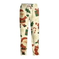 thumbnail image 4 of Fabrcox Christmas Men's Black Pajama Pants Straight Leg Elastic Waist Pj Pants with Pockets Casual Snowman Printed Drawstring Pajama Bottoms Beige XXL, 4 of 4
