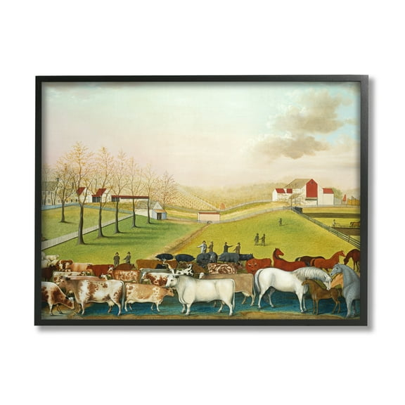 Stupell Industries The Cornell Farm Edward Hicks Classic Farm Painting Painting Black Framed Art Print Wall Art, Design by one1000paintings