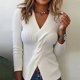 thumbnail image 1 of HongQid Women Fall Tops V-Neck Sweater Knit Wrap Tops for Women Slim Fit Pullover, 1 of 3
