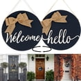 thumbnail image 6 of Tx USA Corporation Welcome Hello Reversible Wood Wall Decor with Burlap Bow- Black, 6 of 7