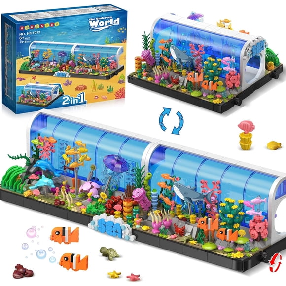 Set de construcción de acuarios HOGOKIDS Oceanarium con 1316 piezas