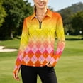 thumbnail image 4 of SONXAHE Argyle Quarter-Zip Long-Sleeve Polo Shirt for Women Athletic Golf Everyday Blouse, 4 of 7