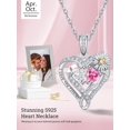 thumbnail image 3 of TANGPOET Sterling Silver Daisy Heart Necklaces Pendant Jewelry CZ Tourmaline April October Birthstone Necklace Anniversary Jewelry Gifts for Women, 3 of 6
