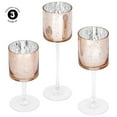 thumbnail image 2 of Koyal Wholesale Rose Gold Long Stem Glass Candle Holder, Set of 3, 2 of 5