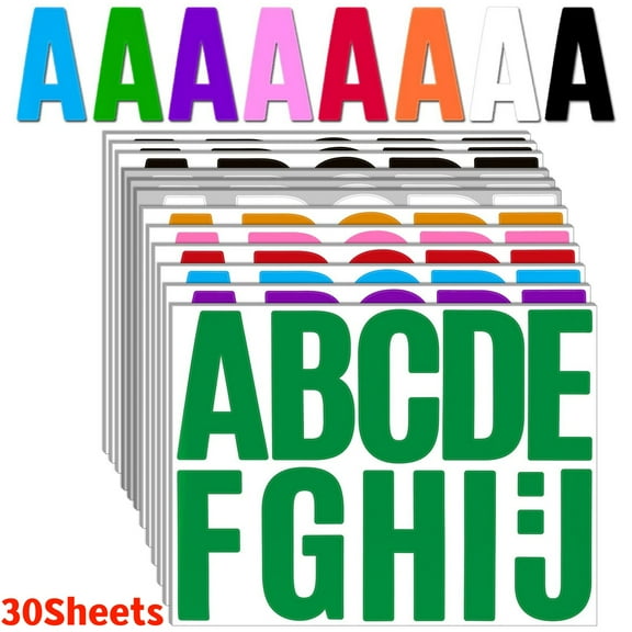 30 Sheets Large Letter Stickers 4 Inch Alphabet Letter Stickers Self Adhesive Letters Sticker for Bulletin Boards Classroom Home Decor(Colorful)