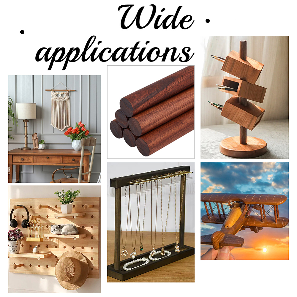1 Bag 6Pcs Walnut Wood Craft Sticks Column Coconut Brown 20x2cm