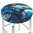 thumbnail image 3 of Disketp Blue Iceberg Leaf Wolf Funda Redonda para Taburete, Funda de Cojín para Silla de Bar Suave y Elástica-13 inch, 3 of 7