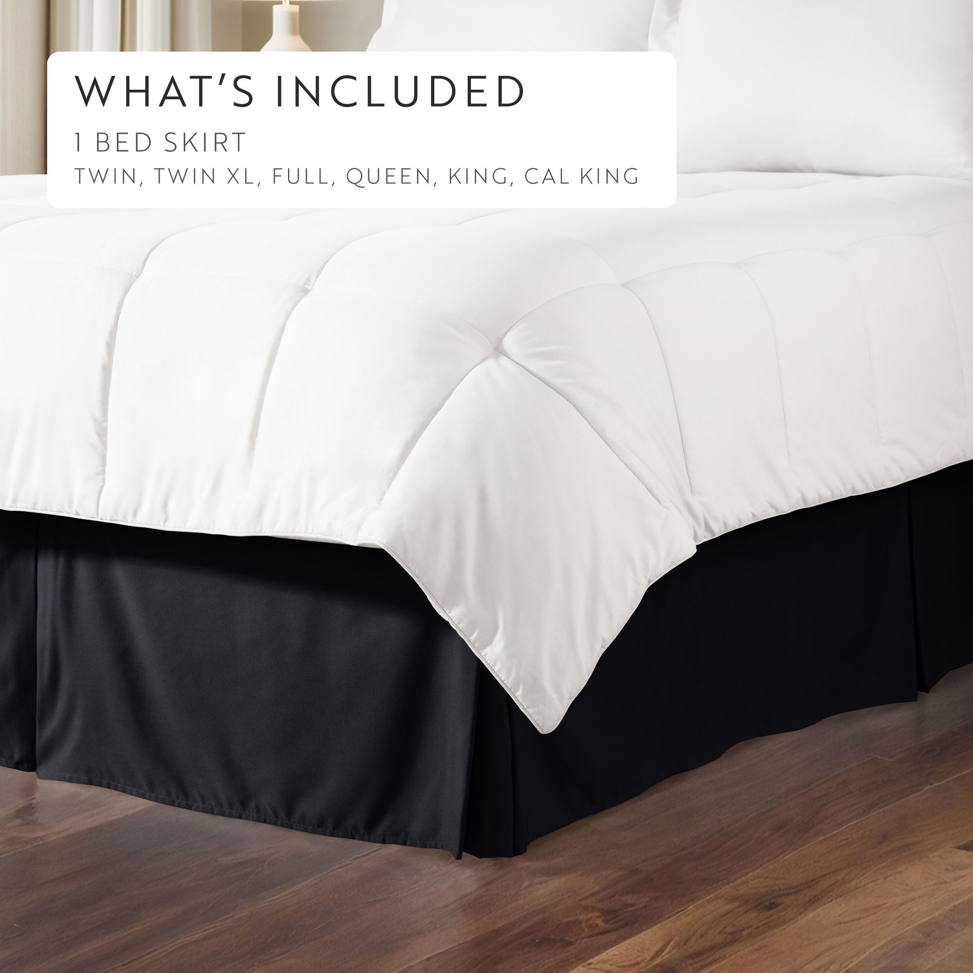 Noble Linens Black Pleated Dust Ruffle Bed Skirt, Queen