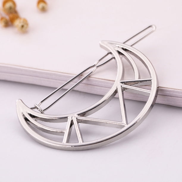 Pinzas de pelo de metal, pinzas de pelo de diseño hueco con círculos, horquillas, cabello Plata Colcomx Pinza de horquilla para mujer