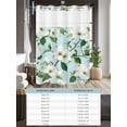 thumbnail image 6 of No Hook Cloth Fabric Shower Curtain with Snap in Liner, Flower Waterproof Shower Curtains Set with See Through Top Window, White Blue Botanical Country Aesthetics Floral Bath Curtains Shower 48"x72", 6 of 6