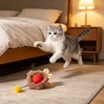 thumbnail image 6 of Red Interactive Cat Toy Ball with Plush Cover - USB Rechargeable Automatic Pet Toy, 3 Speed Modes, Motion Activated, Can Be Used with Cat Play Mat with Holes, Includes Ball & Cable, 6 of 7