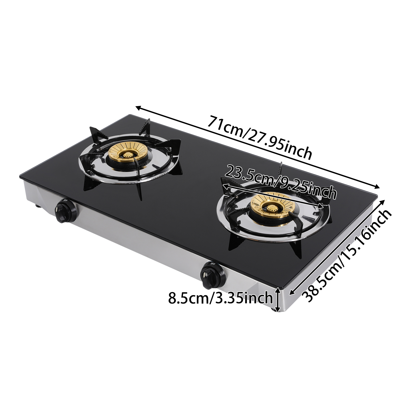 2 Burners Portable Propane Gas Stove Auto Ignition Camping Cooktop 11995 BTU Propane Burner LPG for RVs, Apartments, Indoor Outdoor Cooking