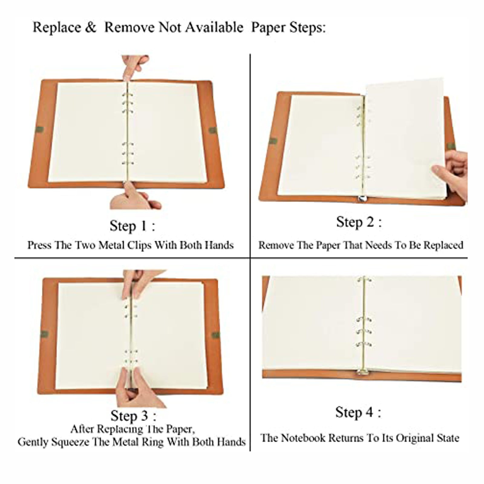 A5 Leather Binder Notebook Diary Notebook Diary Replaceable Paper