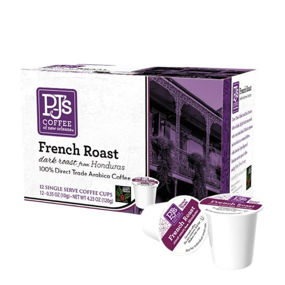 PJ's Coffee - French Roast Single Serve Cups, 12 count (Pack of 1)