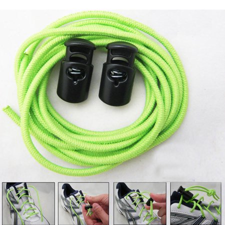 Green Elastic Shoe Laces Tie Fast Triathlon Marathon Running Run Shoelaces