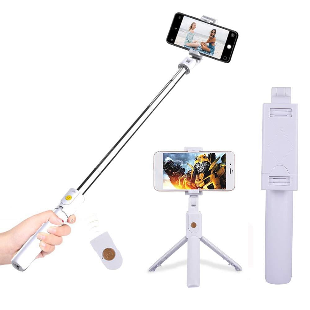 Selfie Stick Tripod, Extendable Bluetooth Selfie Stick, Compatible with  iPhone,Samsung Galaxy and More,White 