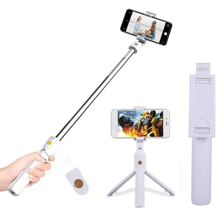 Wireless Selfie Stick Tripod Bluetooth Selfie Stick Extendable Selfie Stick  with Wireless Remote-White 