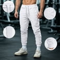 thumbnail image 2 of Men's Slim Jogger Pants Casual Tapered Drawstring Elastic Waist Jogging Sweatpants Running Exercise Gym Workout Athletic Pants with pockets White XL, 2 of 7