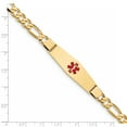 thumbnail image 3 of 14K Yellow Gold Medical Soft Diamond Shape Red Enamel Flat Figaro Link ID Bracelet, 3 of 3