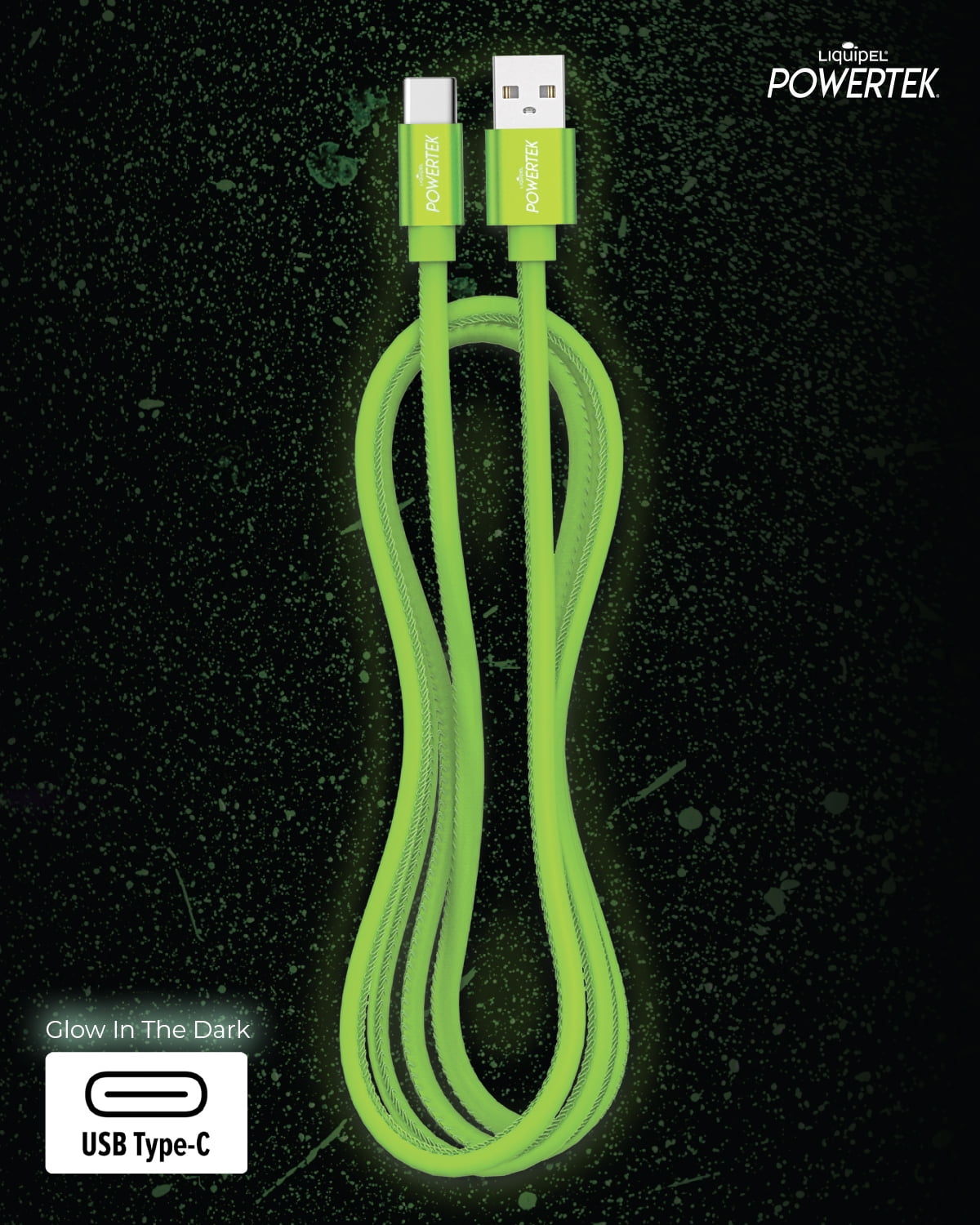 Liquipel Powertek Glow in Dark Cable Type C - Green