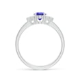 thumbnail image 2 of ANGARA Natural Solitaire Oval Tanzanite and Diamond Promise Ring in 14K White Gold for Women (Size-7x5mm) | December Birthstone, Birthday, Anniversary, Jewelry Gift for Women | Natural Tanzanite Ring, 2 of 9