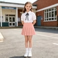 thumbnail image 3 of OGLCCG Girls' School Uniform Outfit Cute 3 Piece Set with Short Sleeve Button Down Shirt and Pleated Skirt,2-15 Years, 3 of 5