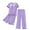 Light Violet, variant on Lxkfashion Under $10 Dark Purple Women's Pajama Sets Short Sleeve Three-Piece Pjs Crew Neck Tops & Capri Pants Lounge Sets L