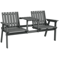 thumbnail image 1 of Outsunny Outdoor Wooden Bench with Middle Table and Umbrella Hole, Grey, 1 of 10
