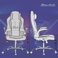 thumbnail image 4 of BestOffice PC Gaming Chair, Ergonomic High Back Office, Lumbar Support, Flip-Up Arms, Headrest, PU Leather, BlackWhite, White, 4 of 6