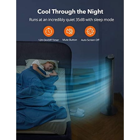 Mirdred Tower Fan with Remote, 90° Oscillating Quiet Cooling Fan, 42'' or 36'' Height Adjustable, 5 Speeds, Sleep Mode, 12H Timer, PARIS RHÔNE Tall Standing Room Fan for Bedroom, Office and Home