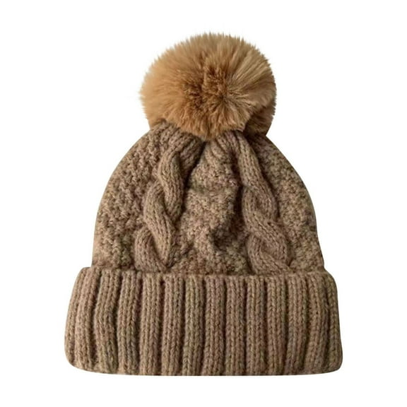 Tao Women Winter Pompom Beanie Hat with Warm Fleece Lined, Thick Slouchy Snow Knit Skull Ski Cap CoffeeFree Size