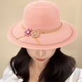 thumbnail image 2 of ievspot Summer Lady Hat Large Brim Fake Flower Decor Sun Anti UV Vacation Beach Sun Hat, 2 of 8