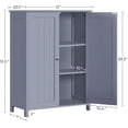 thumbnail image 3 of Bathroom Floor Cabinet, Modern Storage Freestanding Organizer Cabinet with Adjustable Shelves & Double Doors, 3-Tier Home Living Room Furniture, Gray, 3 of 18