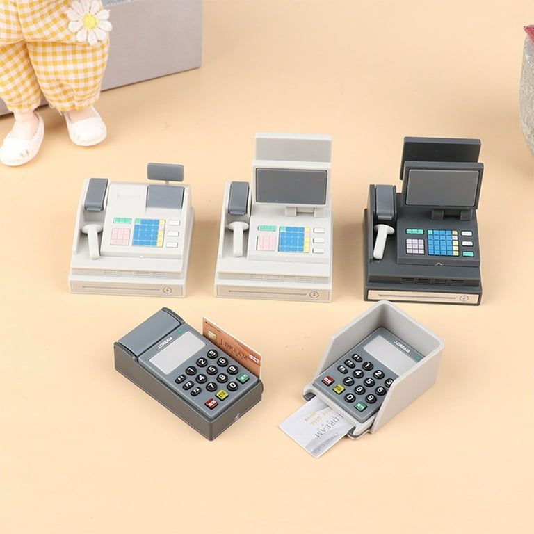 YMH Exquisite Details Cash Register Toy Mini Credit Card Machine for  Dollhouse Tiny Transaction Terminal Dollhouse Credit Card 