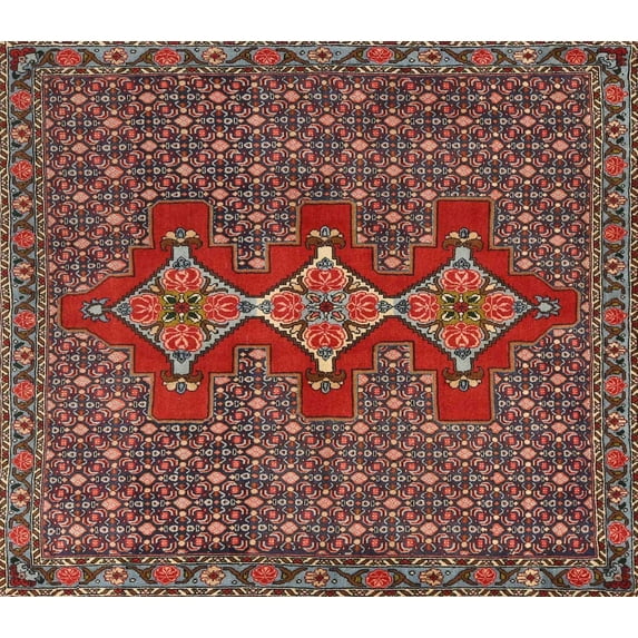 Ahgly Company Machine Washable Indoor Rectangle Traditional Saffron Red Area Rugs, 2' x 4'