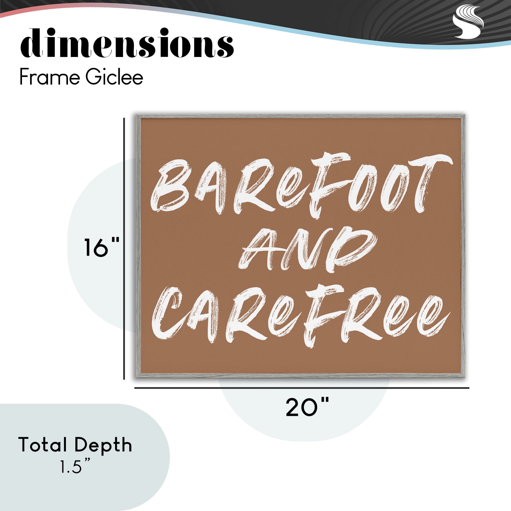 Barefoot & Carefree Brown Gray Framed Giclee Art, design by Lettered and Lined